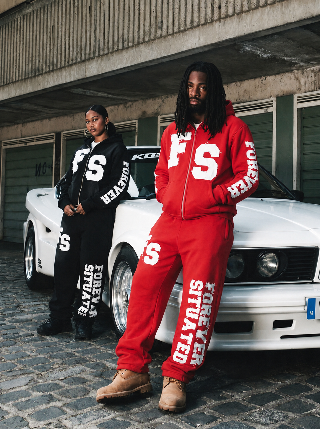 Streetwear tracksuit campaign creative