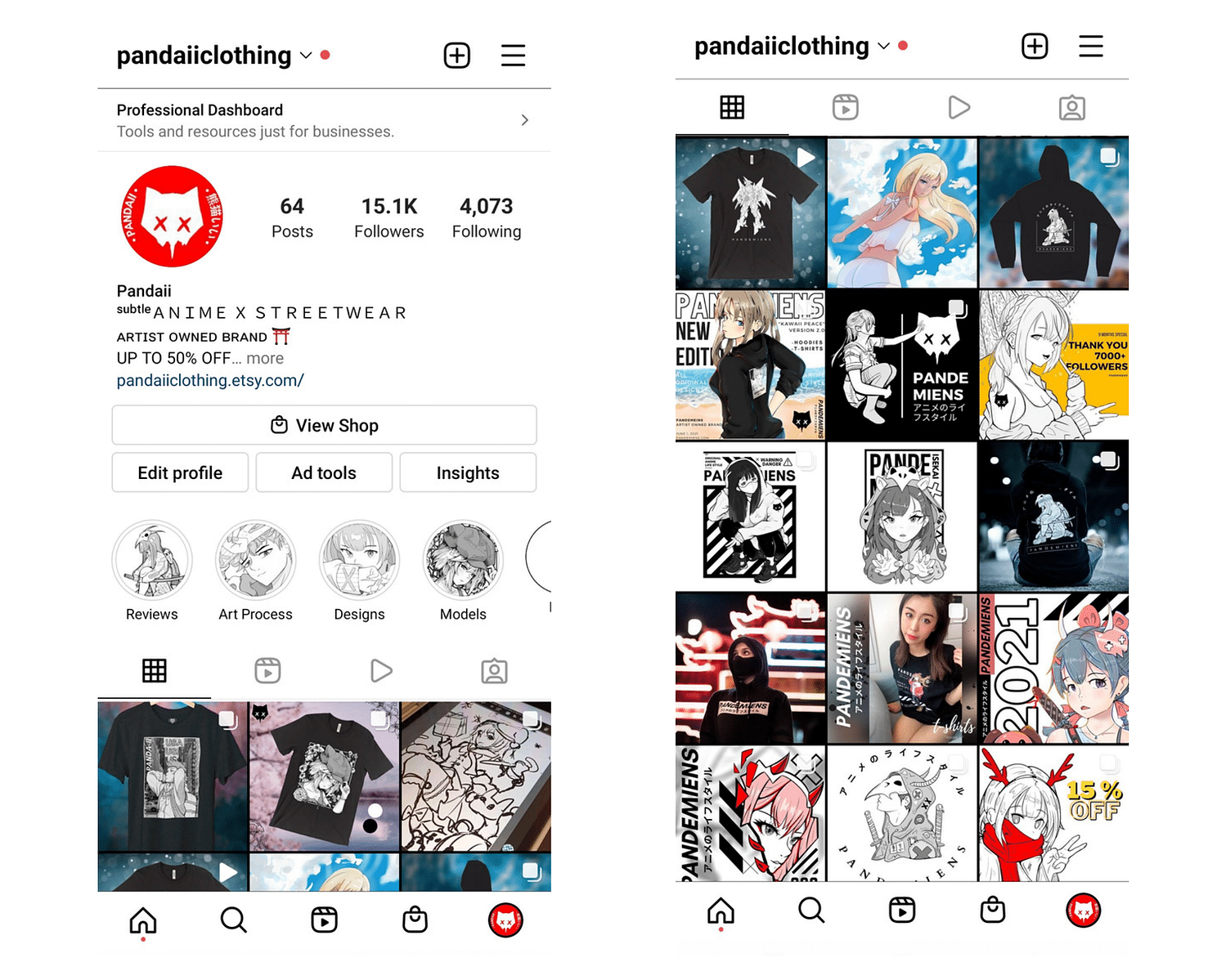 PANDA-II Instagram profile and content feed